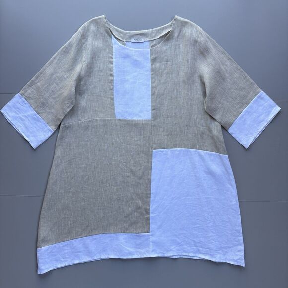 Puro Lino Tops - Puro Lino Size US 10 Oversized Tunic Top Made In Italy 100% Linen Lagenlook Boho